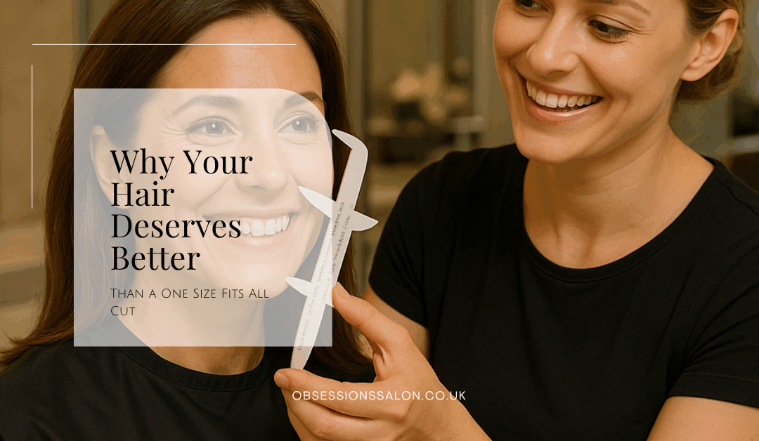 Expert hairstylist analysing client face shape